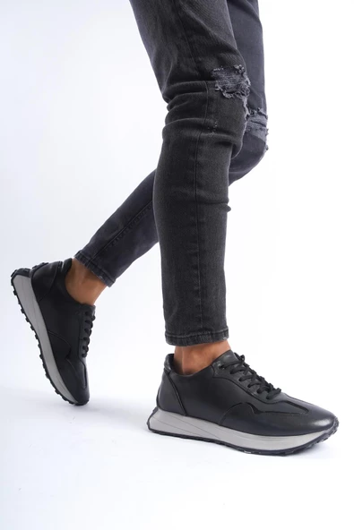 Erkek Hakiki Deri Bağcıklı Tam Kalıp Günlük Rahat Taban Hafif Spor Ayakkabı Sneaker - 2