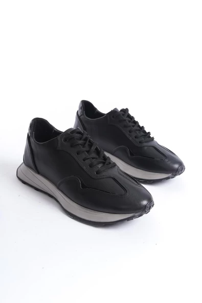 Erkek Hakiki Deri Bağcıklı Tam Kalıp Günlük Rahat Taban Hafif Spor Ayakkabı Sneaker - 4