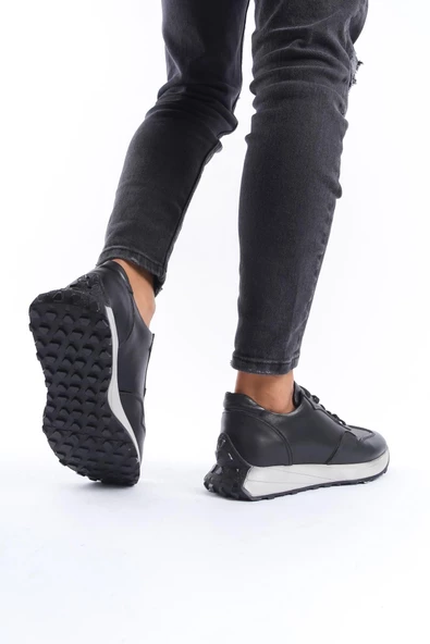 Erkek Hakiki Deri Bağcıklı Tam Kalıp Günlük Rahat Taban Hafif Spor Ayakkabı Sneaker - 3