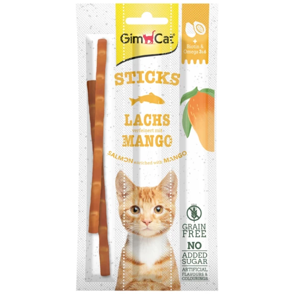 Gimcat Sticks Somonlu ve Mangolu Tahılsız Kedi Ödülü 5 Gr 3 Lü Paket