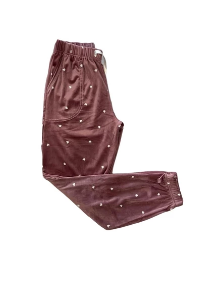 Kadın Kadife Yumuşak Bilek Manşetli/Lastikli Cepli Pijama Jogger Eşofman Tek Alt - 4