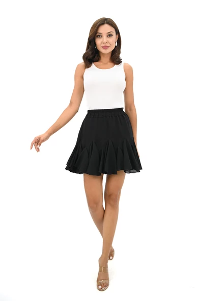 Kadın Şortlu Fırfır Detaylı Etek 6285-25 - 2