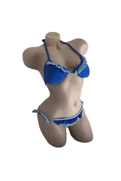 Dagi Boyundan Bağlı Üçgen Bikini Takımı - Resim 10