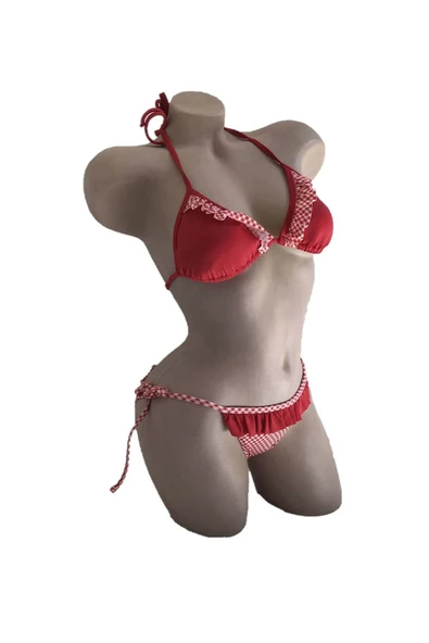 Dagi Boyundan Bağlı Üçgen Bikini Takımı - Resim 2