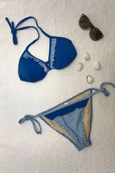 Dagi Boyundan Bağlı Üçgen Bikini Takımı - Resim 7