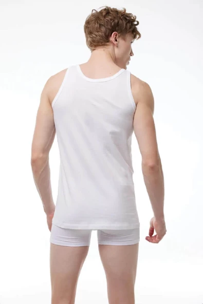 Malabadi 002 - 2 Li Erkek Beyaz %100 Pamuk Penye & Süprem Atlet - Resim 3