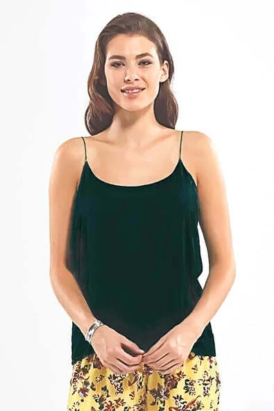 Blackspade Kadın Tensel İnce Askılı T-Shirt - Yeşil - 6