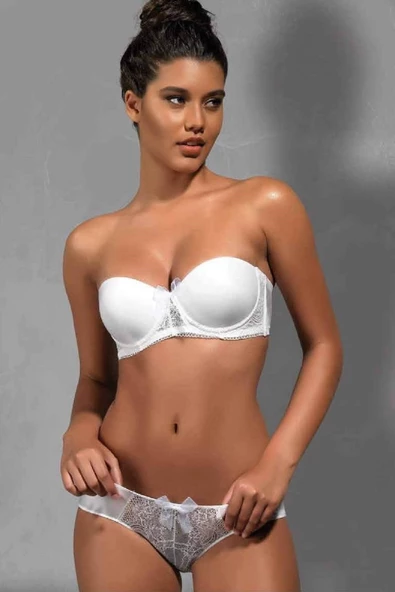 Golshan Ekstra Destekli Push Up Dantelli Straplez Sütyen - 2