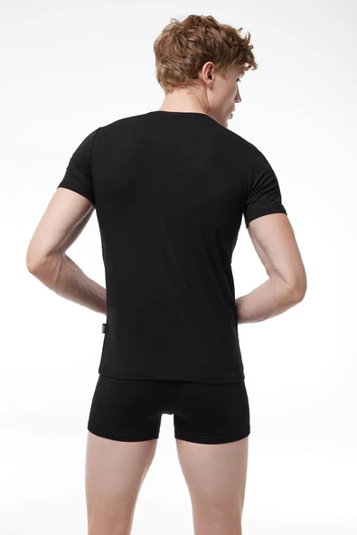Malabadi 032 Erkek Modal V Yaka Kısa Kol Body & Likralı T-Shirt - 12