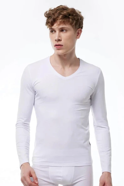 Malabadi 059 Erkek V Yaka Uzun Kol Likralı Modal Body - 7