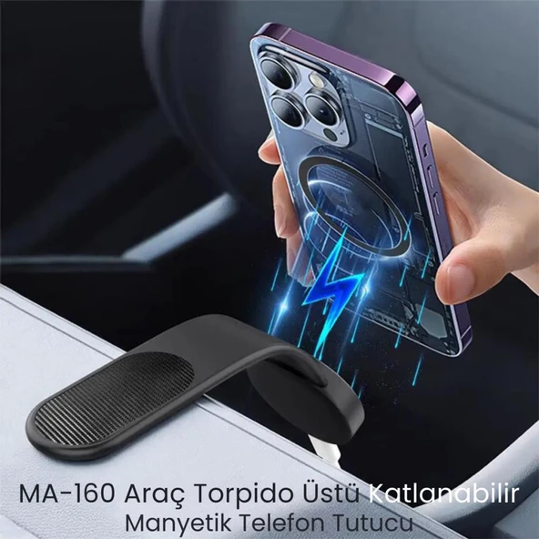 Polham Manyetik Magsafeli Torpido Üstü Telefon Tutucu, Konsol ve Ekrana Yapışan Telefon Tutucu - 2