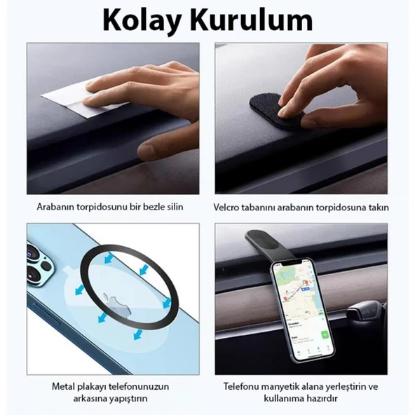 Polham Manyetik Magsafeli Torpido Üstü Telefon Tutucu, Konsol ve Ekrana Yapışan Telefon Tutucu - 4