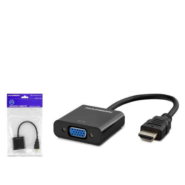 Hadron HDX2020 HDMI (M) - VGA (F) Full HD Dönüştürücü Adaptör - Siyah ürün görseli 1