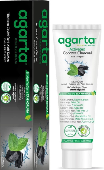 Agarta Doğal Hindistan Cevizi Özlü Aktif Karbon Diş Macunu 100 ML x 3