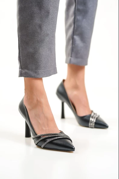 Lorisir Siyah Kadın İnce Topuklu Stiletto