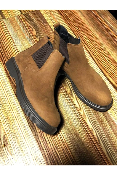 Hakiki Deri Chelsea Nubuk Deri Taba Siyah - Resim 4