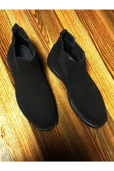 Hakiki Deri Chelsea Nubuk Deri Taba Siyah - Resim 2