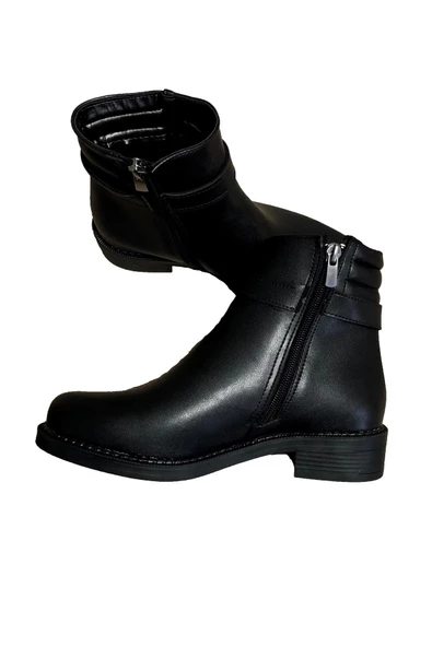 Kadın Deri Siyah Kısa Bot - 3