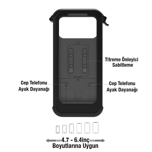 Polham Motosiklet, Scooter İçin Gidona Takılan Universal Bisiklet Telefon Tutucu, Su Geçirmez Titremez - 2