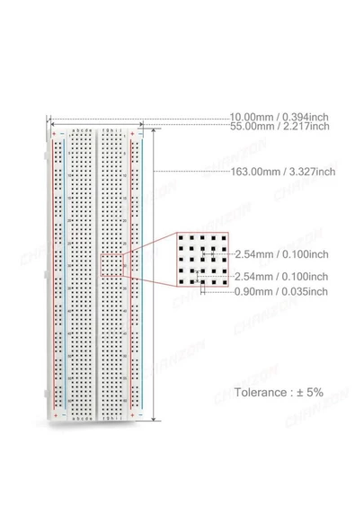 Breadboard Mb-102 830 Hücre Mb102 Büyük Boy Bread Board Protoboard Prototip Elektronik Deney - 5