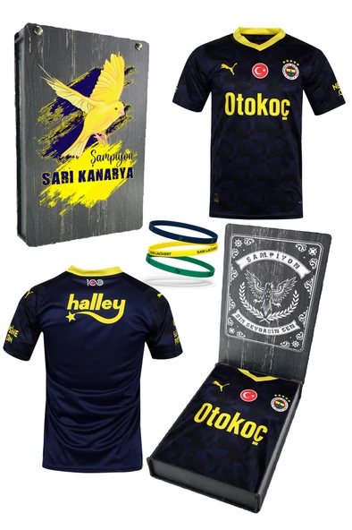Fenerbahçe Orijinal Lisanslı 23-24 Lacivert Forma + Bileklik Set Hediyelik Ahşap Kutulu