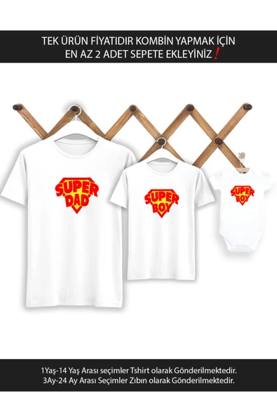 Super Dad Boy Baba Oğul (TEK ÜRÜN FİYATIDIR KOMBİN YAPMAK İÇİN EN AZ 2 ADET SEPETE EKLEYİNİZ)