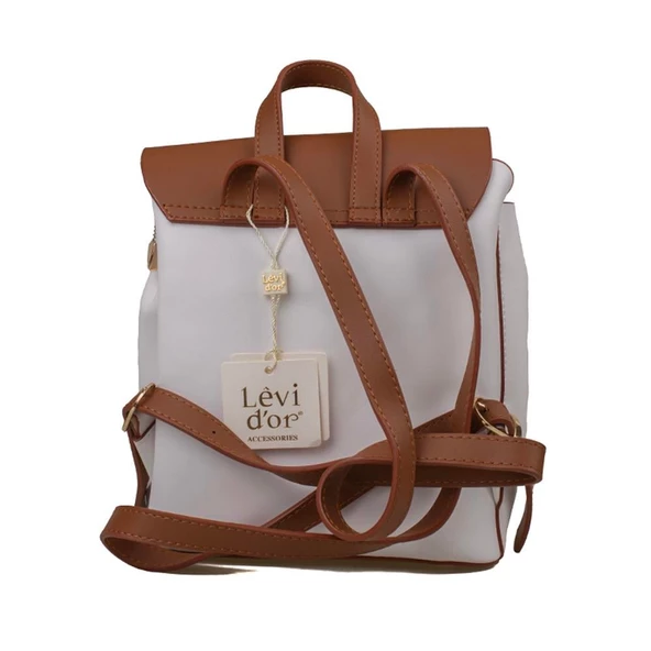 Levidor Beyaz Çift Renkli Kadın Küçük Boy Sırt Çantası - Resim 2