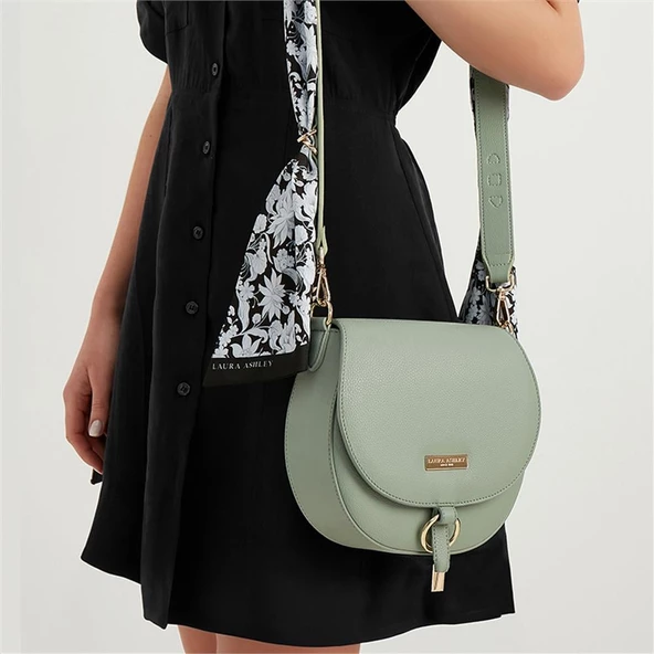 Laura Ashley Yeşil Kadın Şal Detaylı Çapraz Çanta - Resim 5