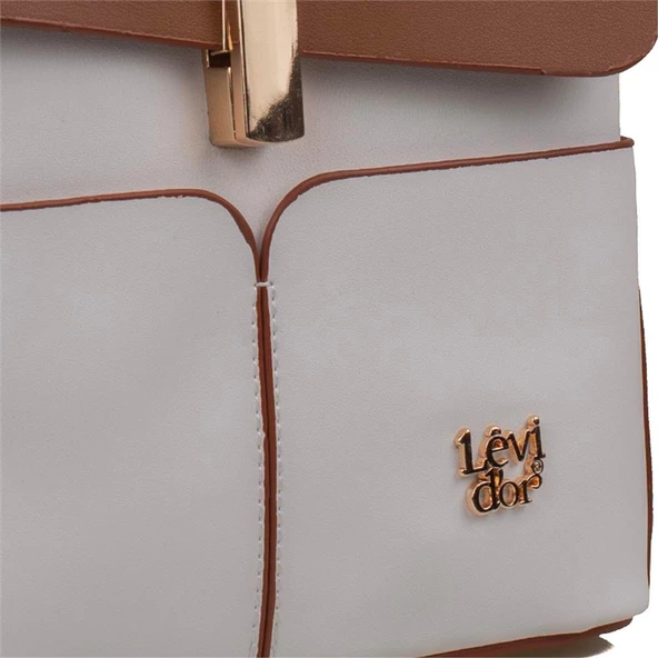 Levidor Beyaz Çift Renkli Kadın Küçük Boy Sırt Çantası - Resim 3