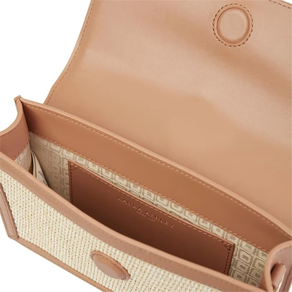 Laura Ashley Taba Hasır İşlemeli Kadın Çapraz Çanta - Resim 4