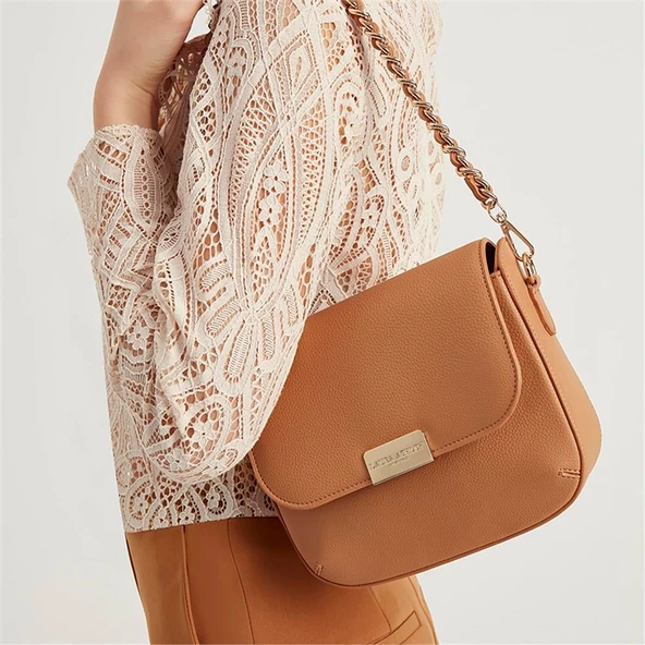 Laura Ashley Taba Zincir Askı İşlemeli Kadın Çapraz Çanta - 5