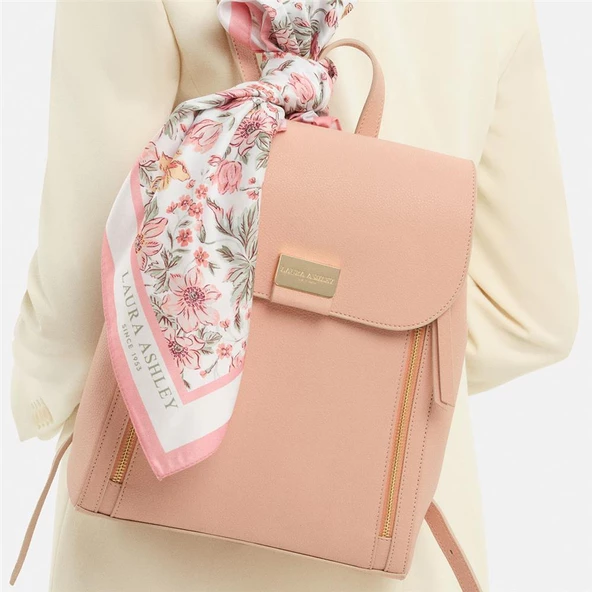 Laura Ashley Pembe Büyük Boy Kadın Şal Detaylı Sırt Çantası - 3