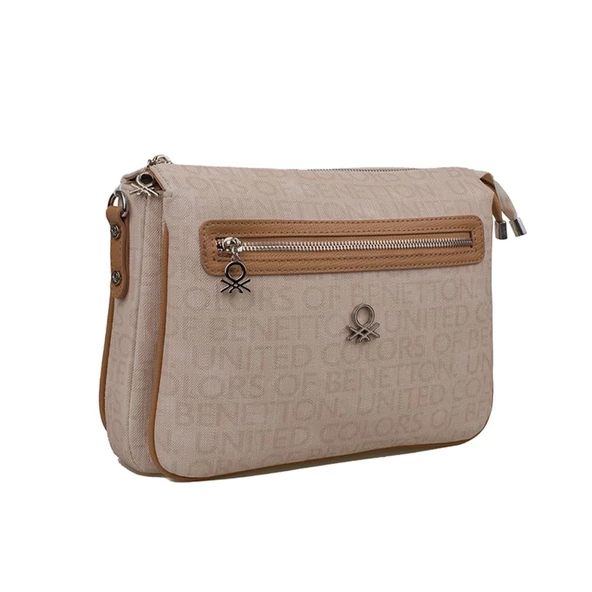 Benetton Bej Eskitme Monogram Kadın Çapraz Çanta BNT 1276 ürün görseli