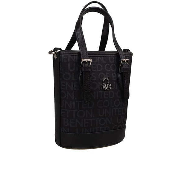 Benetton Siyah Monogram Eskitme Kadın Küçük El Çantası BNT 1329 ürün görseli