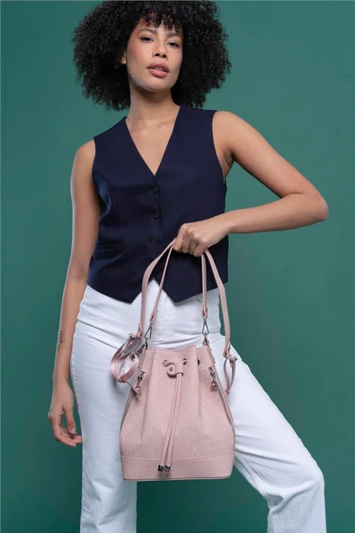 Benetton Pudra Monogram Eskitme Kadın Kol Çantası BNT 1313 - 2