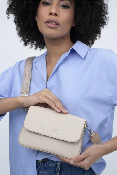 Benetton Bej Nano Kadın Çapraz Küçük Boy Çanta BNT 1366 - Resim 2