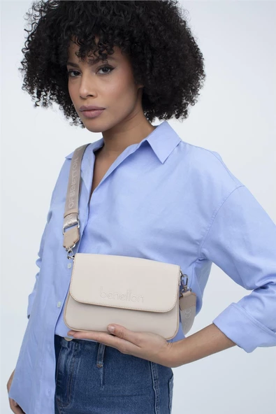 Benetton Bej Nano Kadın Çapraz Küçük Boy Çanta BNT 1366 - Resim 3