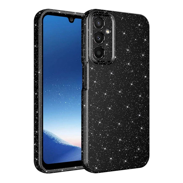 Samsung Galaxy A15 Kılıf Kamera Korumalı Simli Lüks Koton Kapak - Resim 3