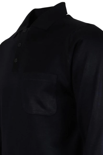 Erkek Lacivert Kazak Polo Yaka Yünlü Klasik Normal Kesim RAR00647 - 4