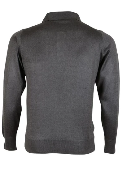 Erkek Gri Kazak Polo Yaka Yünlü Klasik Normal Kesim RAR00649 - 4