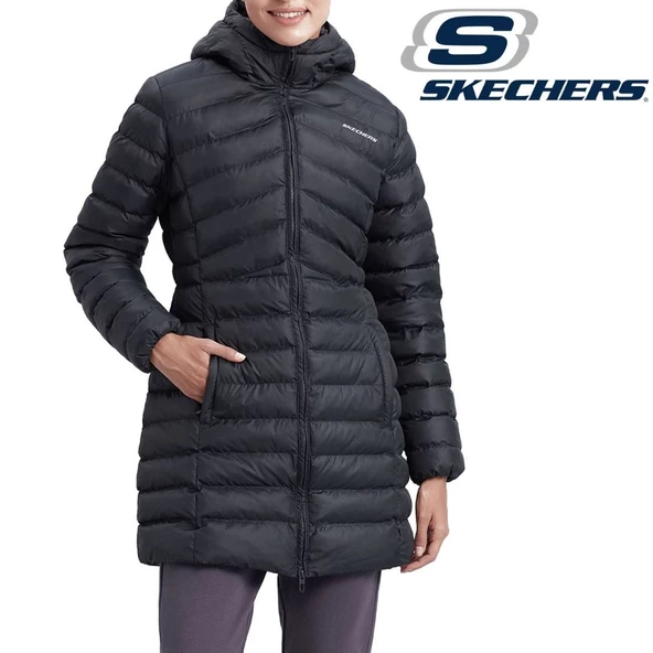 Skechers W Essential Maxi Length Hooded Jacket S212005 Kadın Günlük Mont