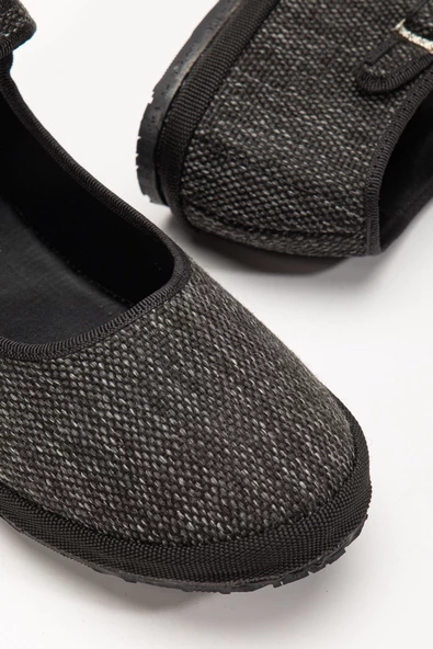 Füme Keten Toka Detaylı Düz Taban Kadın Balerin Babet - 4