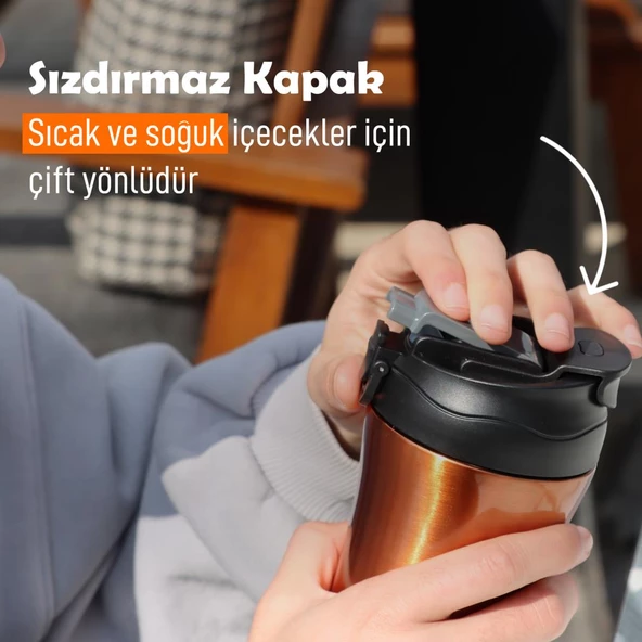 Any Morning SI232021 İki Ağızlı Termos Mug Bakır 400 ml - 2