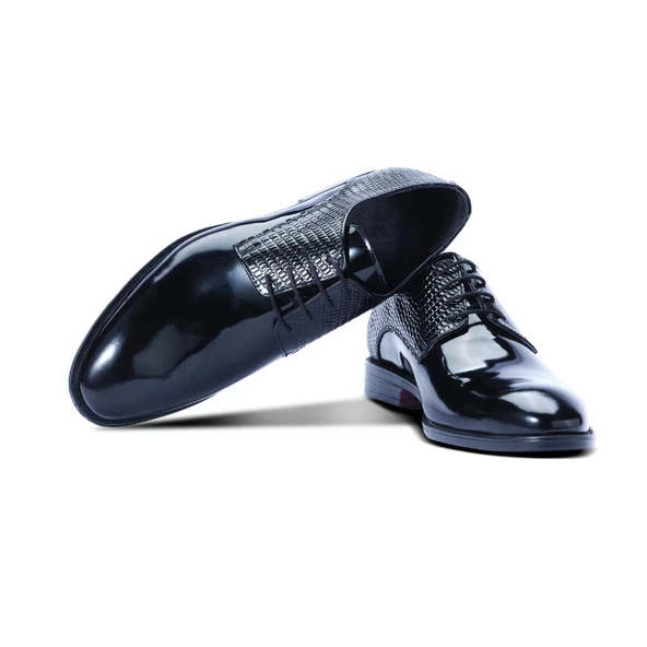 Erkek Hakiki Deri Siyah Rugan Klasik Ayakkabı - 3