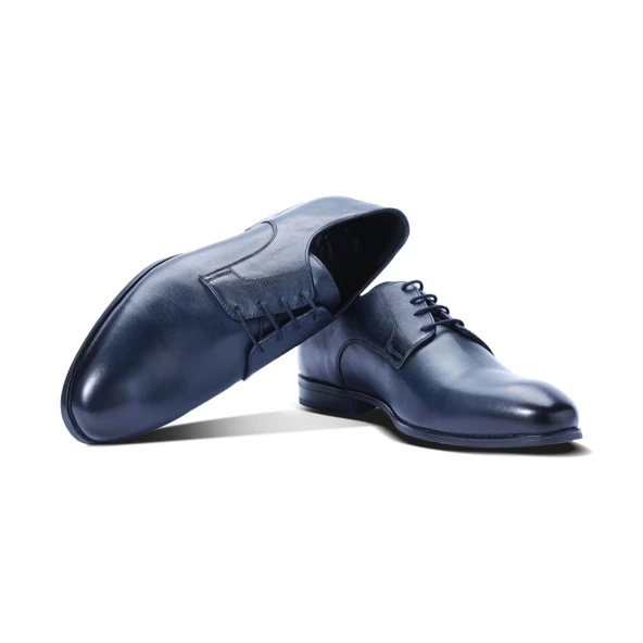 Erkek Hakiki Deri Lacivert Klasik Ayakkabı - 2