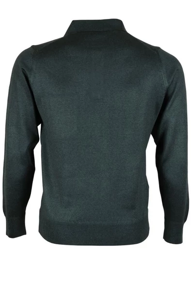 Erkek Yeşil Kazak Polo Yaka Yünlü Klasik Normal Kesim RAR00651 - 5