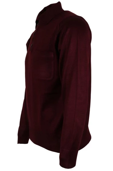 Erkek Bordo Kazak Polo Yaka Yünlü Klasik Normal Kesim RAR00653 - 3