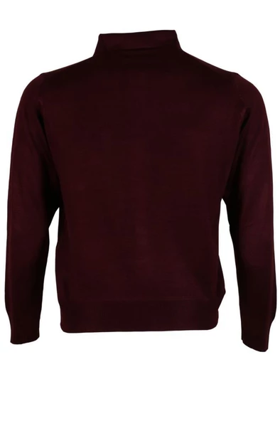 Erkek Bordo Kazak Polo Yaka Yünlü Klasik Normal Kesim RAR00653 - 4