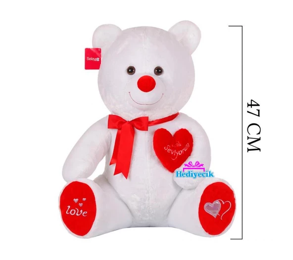 1725 Beyaz Şekerli Ayı 47 Cm