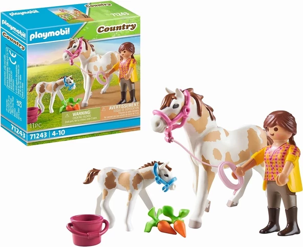 Playmobil 71243 Country Tay ile At, midilli çiftliği, at oyuncakları, eğlenceli, yaratıcı rol yapma, oyun seti, 4 yaş ve
